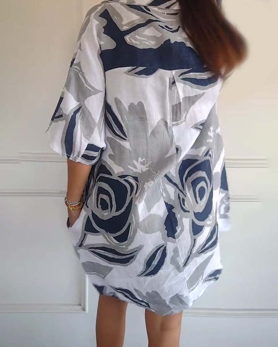 Jurk met reverszak en bloemenprint