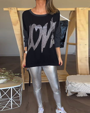 Casual top met lange mouwen en ronde hals