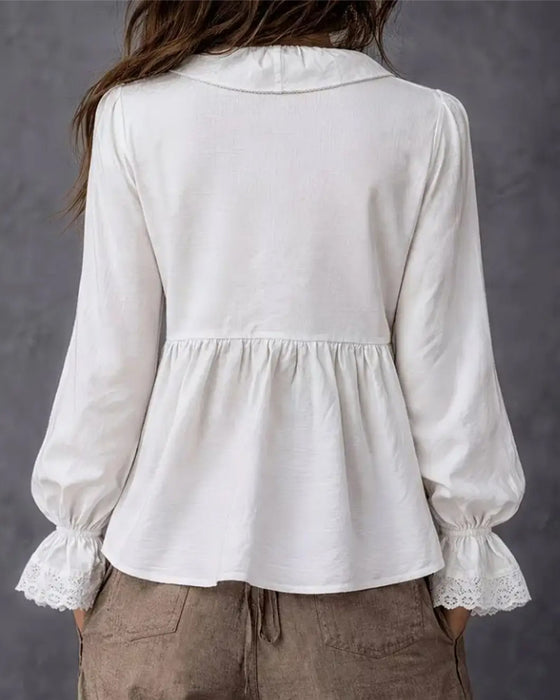 Blouse Met Rits En Ruchesmouwen