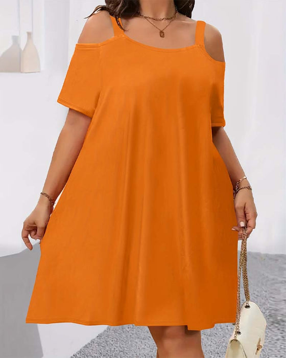 Jurk Effen Kleur Off-Shoulder A-Lijn