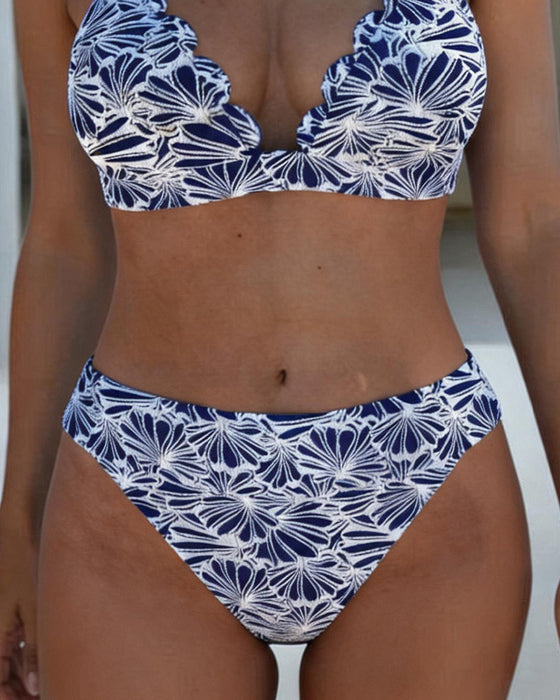Bikini Geschulpte Rand Print