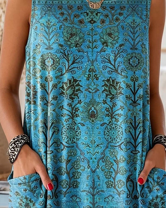 Tank Top Ronde Hals Print Zijzak