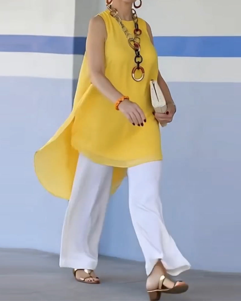 Blouse Mouwloos Asymmetrisch Vloeiend