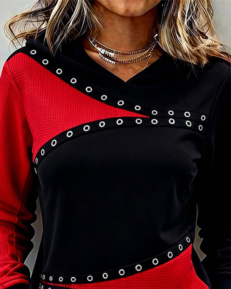 Casual Hoodie Met Kleurcontrast