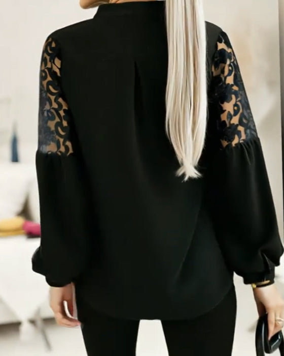 Patchwork Blouse met Lantaarnmouwen