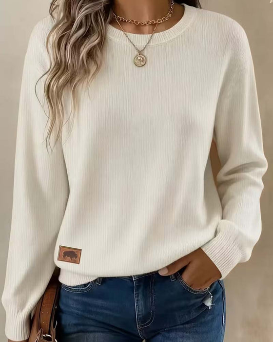 Pullover Ronde Hals Lange Mouw Gebreid