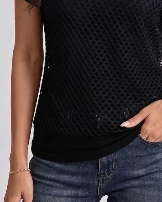 Set Mesh Off-Shoulder Aansluitend Tank