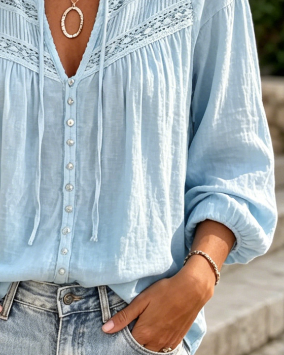 Blouse Casual Hollow Out Kant