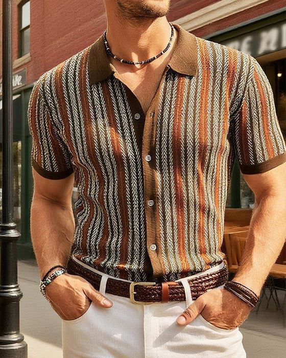 T-Shirt Reverse Heren Korte Mouw Knoop