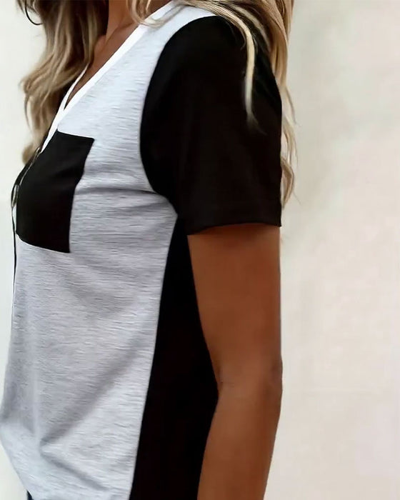 T-Shirt V-Hals Contrast Zak