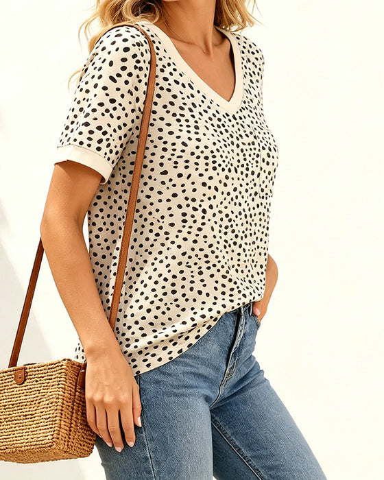 T-Shirt V-Hals Polka Dot Zak