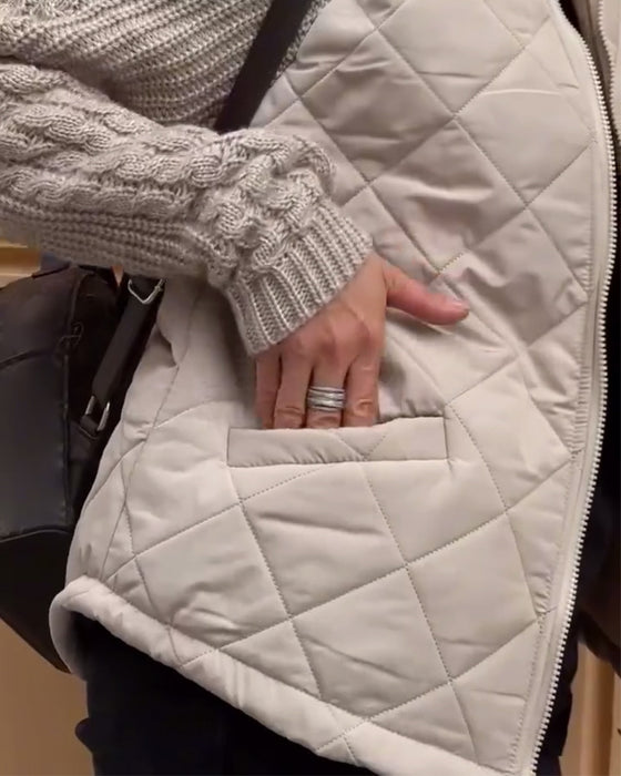 Effen kleur jas met hoge kraag en ritssluiting