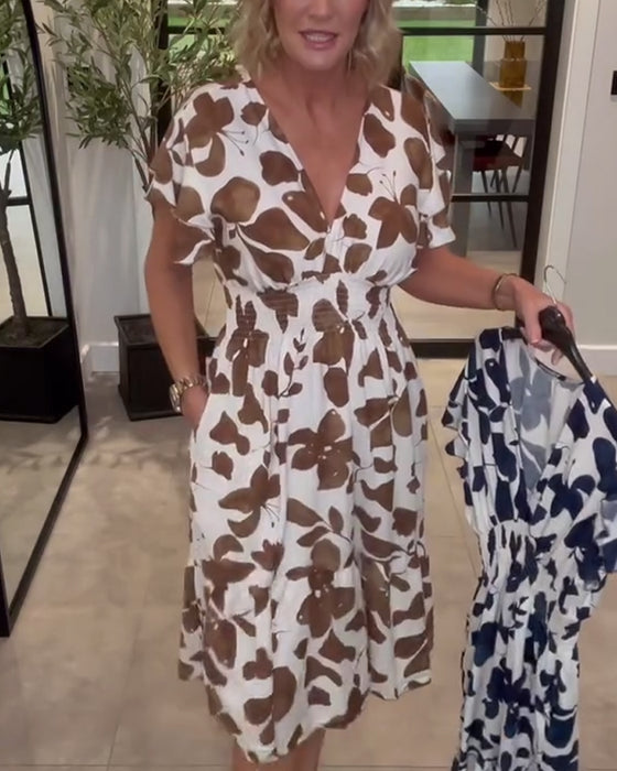 Jurk Vlinder Print V-Hals