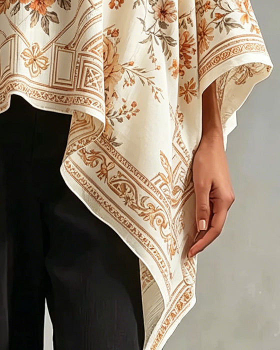 Blouse V-Hals Bloemen Onregelmatig