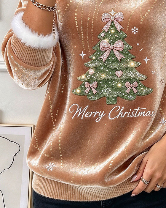 Sweatshirt Kerstboom Pluche Bies Los