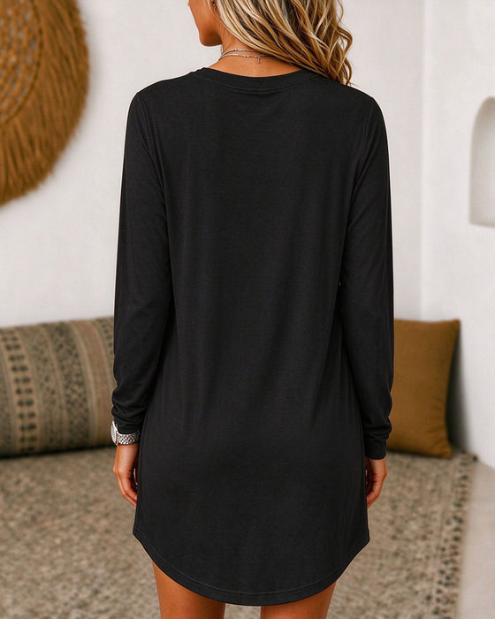 Jurk Rondhals Zak Casual