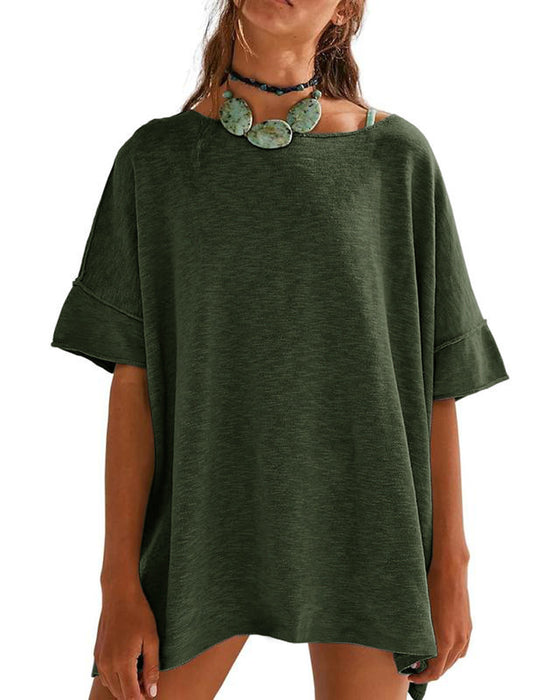 T-Shirt Effen Patchwork Halve Mouw