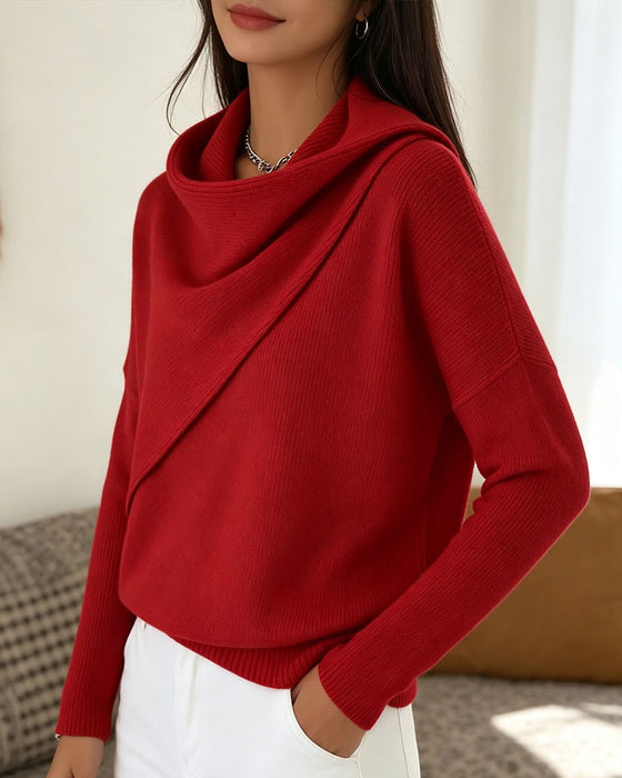 Pullover Stijlvol Mock Hals Lange Mouw Gebreid