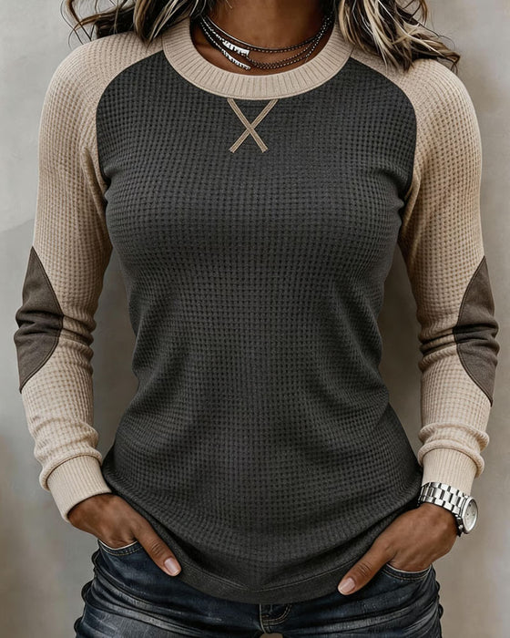 Top Ronde Hals Raglan Kleurblok