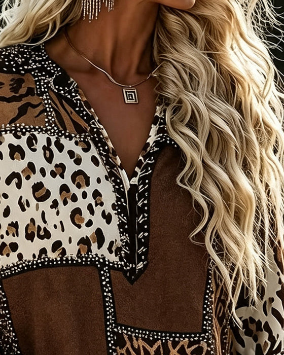 Blouse Luipaard Kleurblok