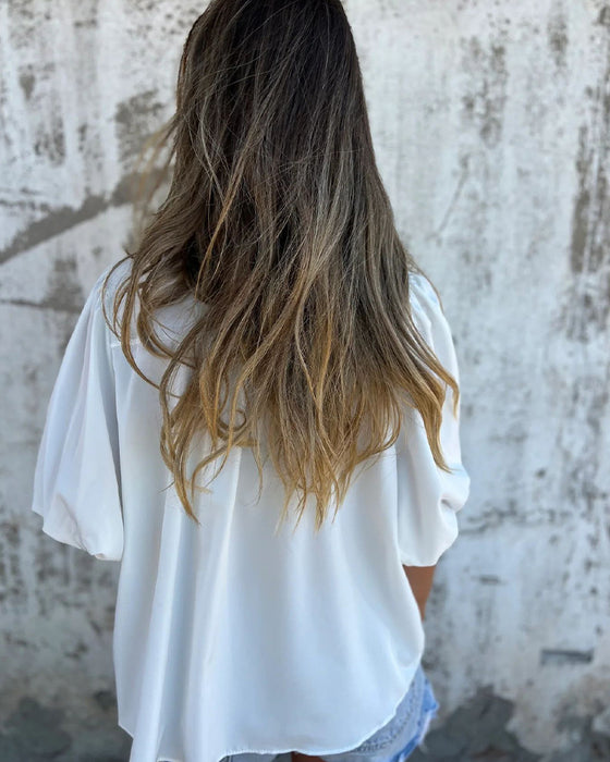 Blouse Casual Mode Korte Mouwen Effen