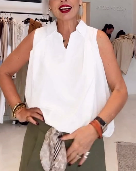 Blouse Mouwloos Kraag Los