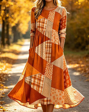 Jurk Patchwork Geruit Bloemig