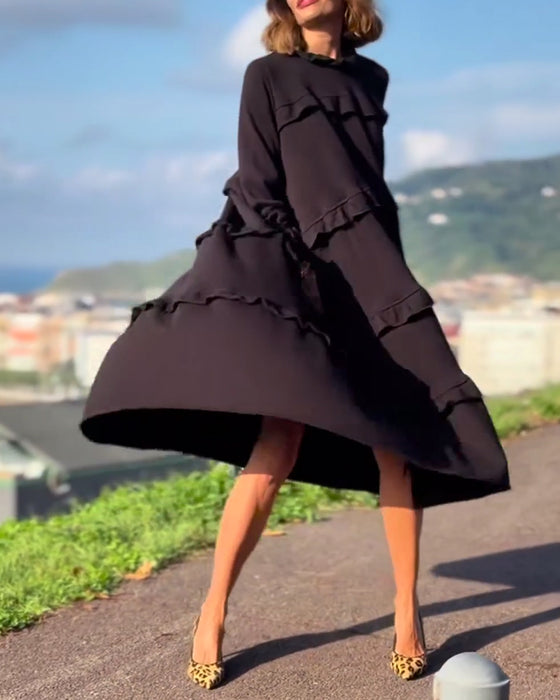 Effen kleur, casual jurk in zoete stijl