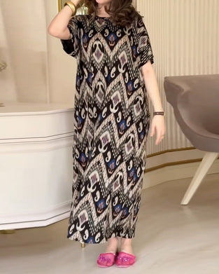 Jurk Ronde Hals Geprint Los Lang