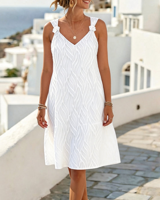 Jurk Gestructureerd Spaghettibandjes A-Lijn