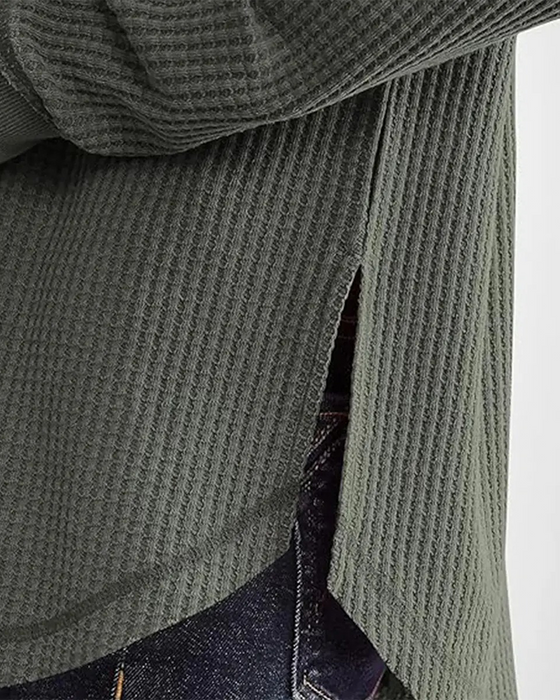 Top Wafel Henley Lange Mouw