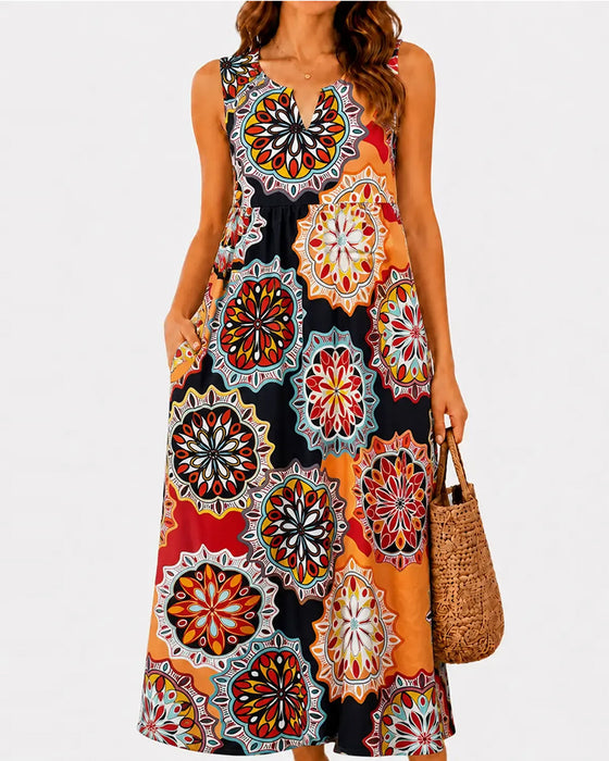 Jurk Hoge Taille Casual Mouwloos