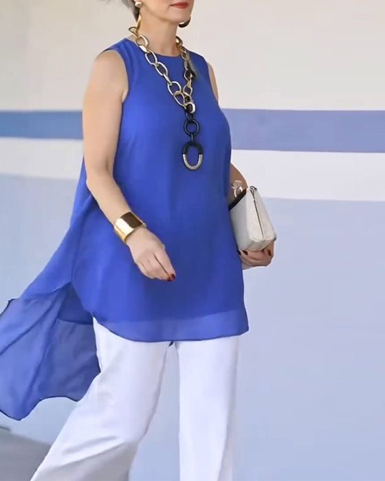 Tanktop A Mouwloos Asymmetrisch Vloeiend