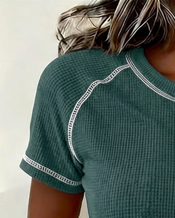 T-Shirt Weefsel Wafel Henley