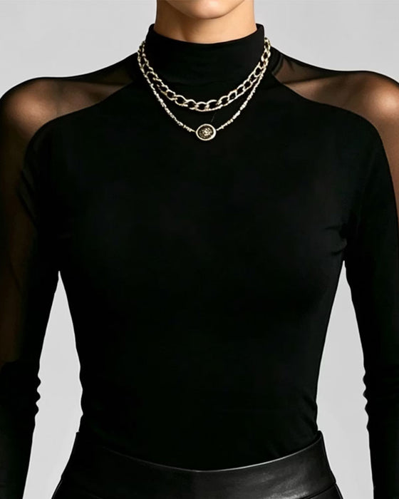 Top Transparant Mockneck Slimfit