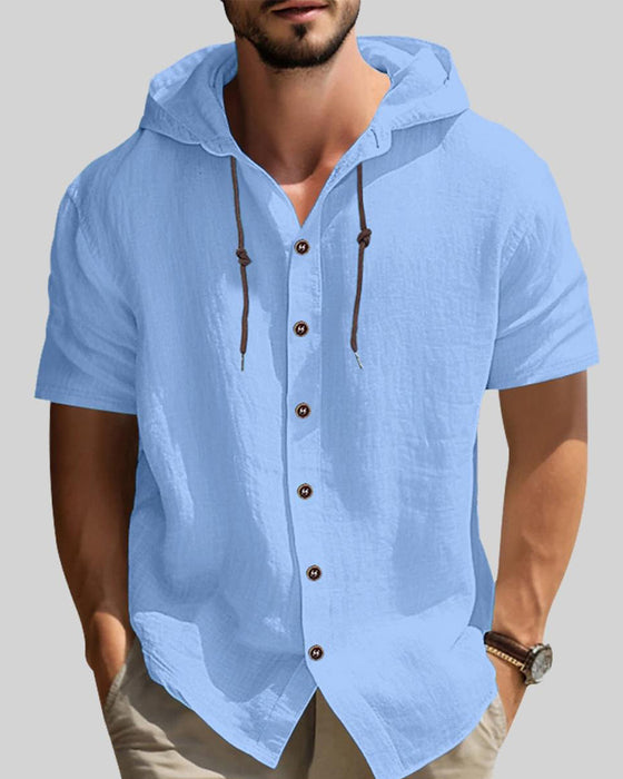 Shirt Knoop Trekkoord Capuchon Effen Heren