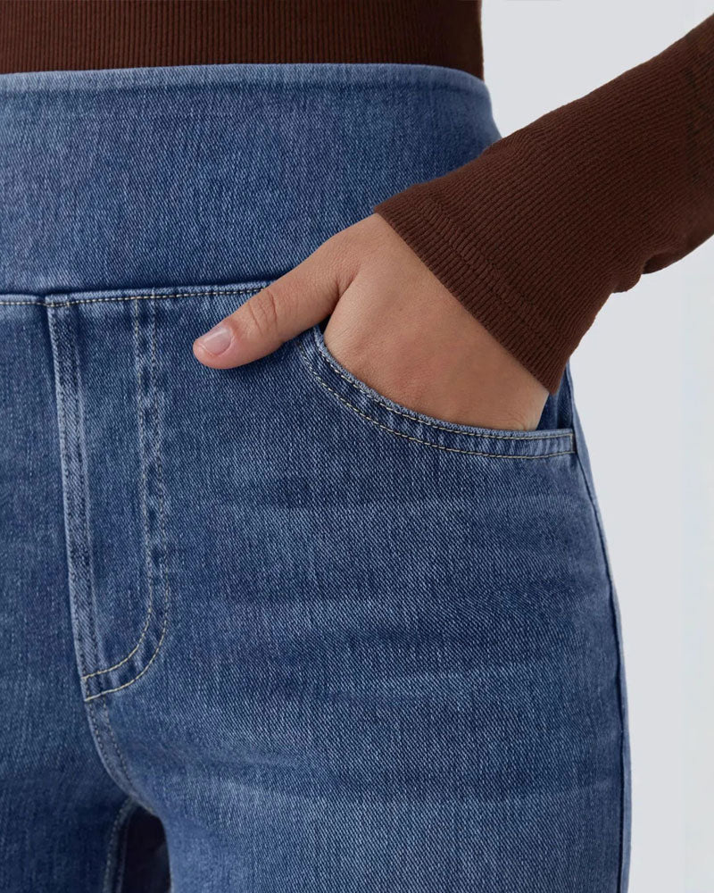 Broek Hoge Taille Denim Zak Flared