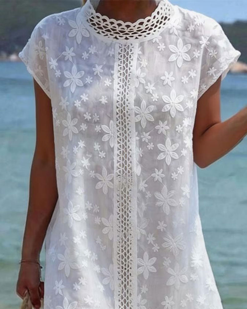 Jurk Uitgeknipt Effen Bedrukt