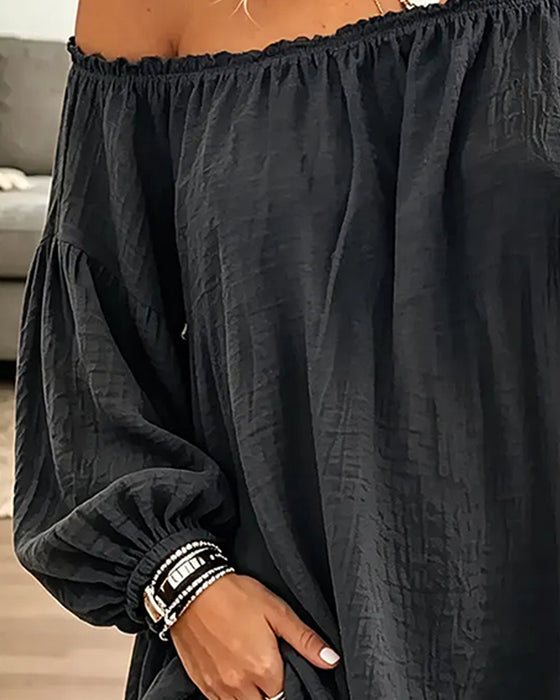 Top Off-Shoulder Los Effen Kleur