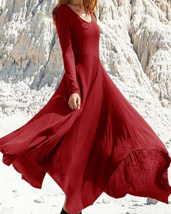 Jurk Onregelmatige Zoom Lange Mouwen