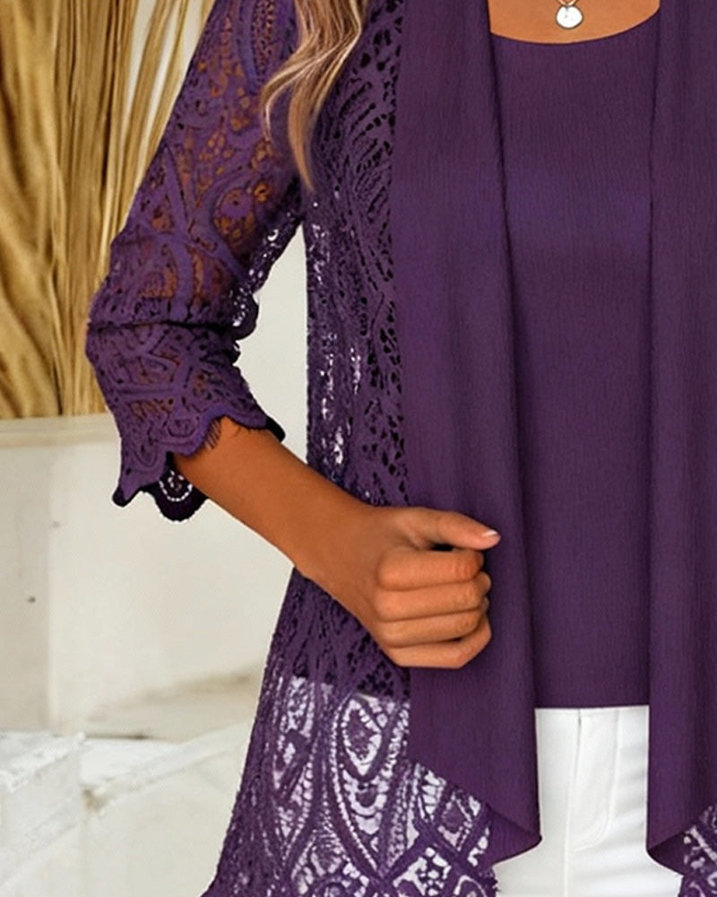 Top Met Patchworkdetails En Faux Twee-Delige Look