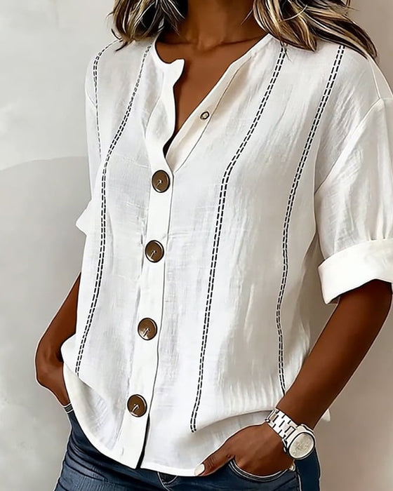 Blouse korte mouw knoopsluiting
