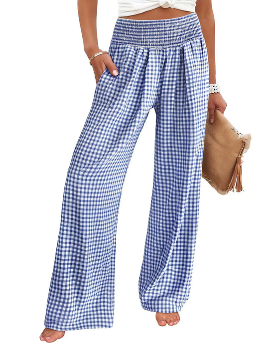 Broek Hoge Taille Geruite Wijde Pijp
