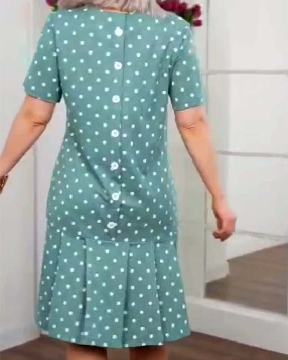 Casual jurk met stippenprint en korte mouwen