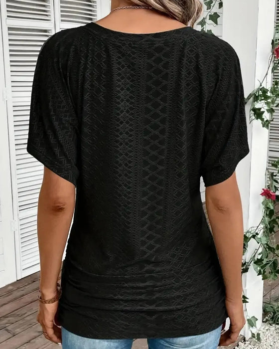 T-Shirt V-Hals Uitgesneden Gelaagd Patchwork