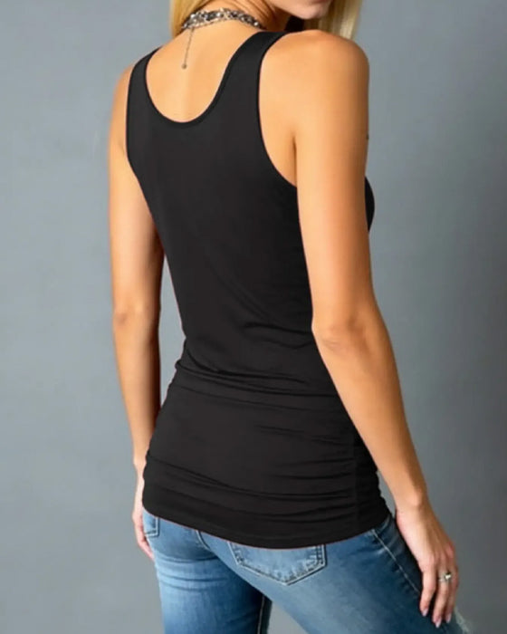 Tank Top U-Hals Mouwloos Hollow Out