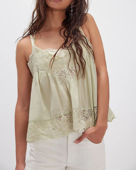 Effen Kleur Camitop Met Kant