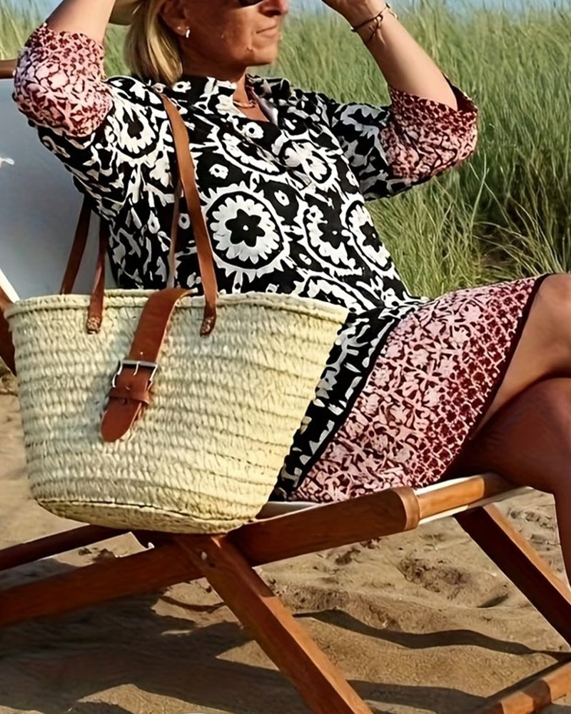 Jurk Etnische Stijl Driekwart Mouw