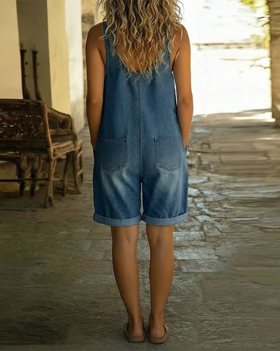 Jumpsuits Met Casual Denimshorts
