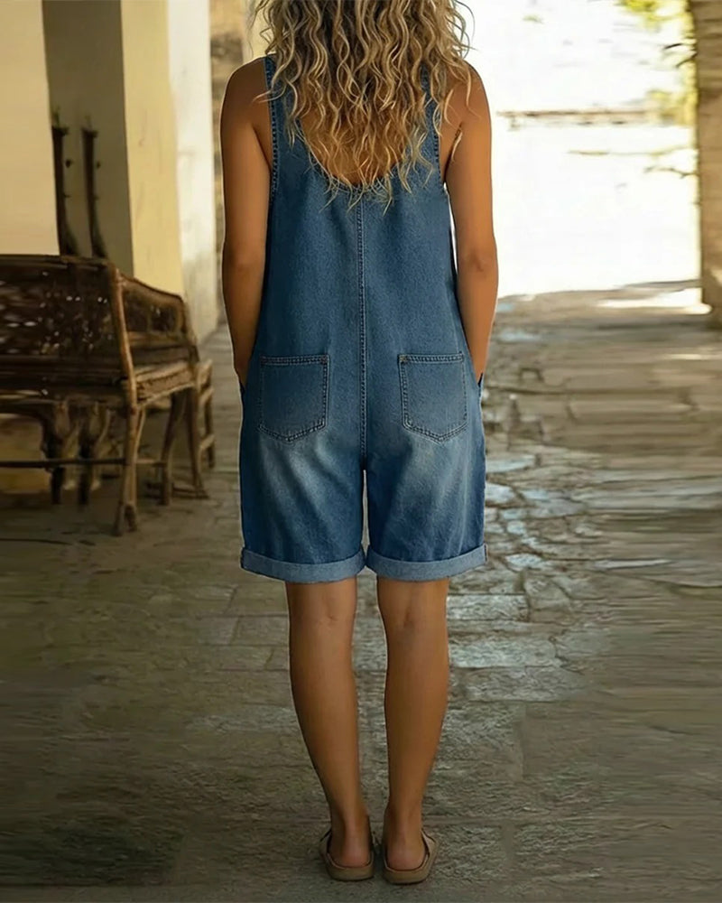 Jumpsuits Met Casual Denimshorts